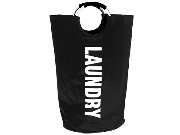 BLACK LARGE LAUNDRY BASKET HAMPER COLLAPSIBLE FABRIC CLOTHES STORAGE BAG WASHING BIN